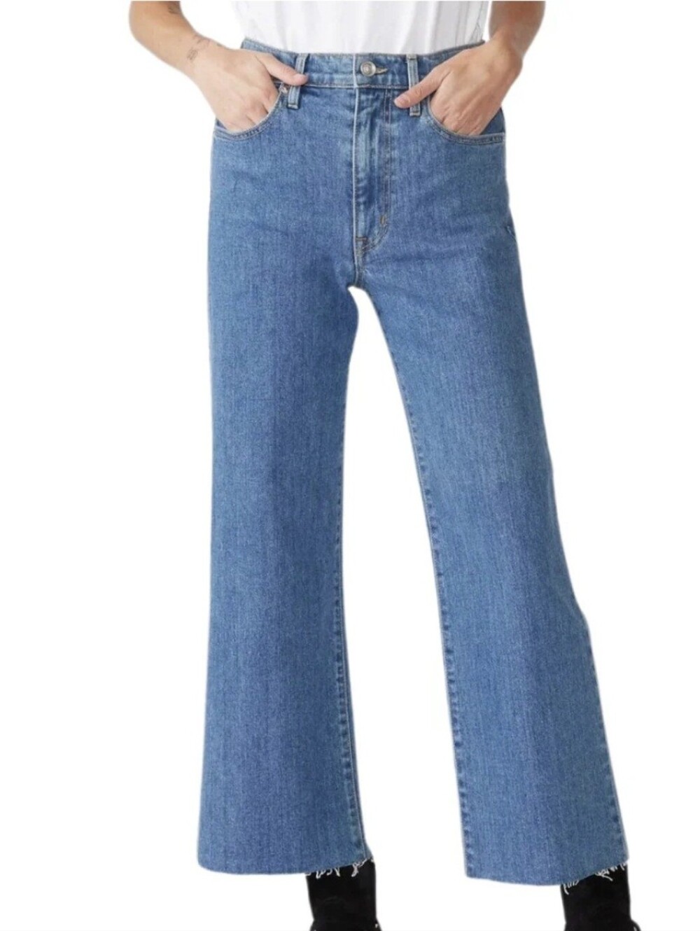 Slvrlake Grace Crop Premium Denim Straight Leg Jeans Size 25